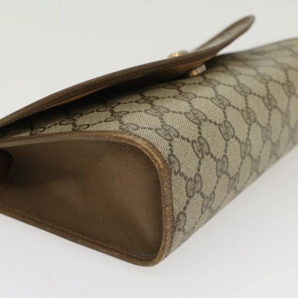 GUCCI GG Canvas Web Sherry Line Clutch Bag PVC Leather Beige Red Auth 45603 - Picture 14 of 16